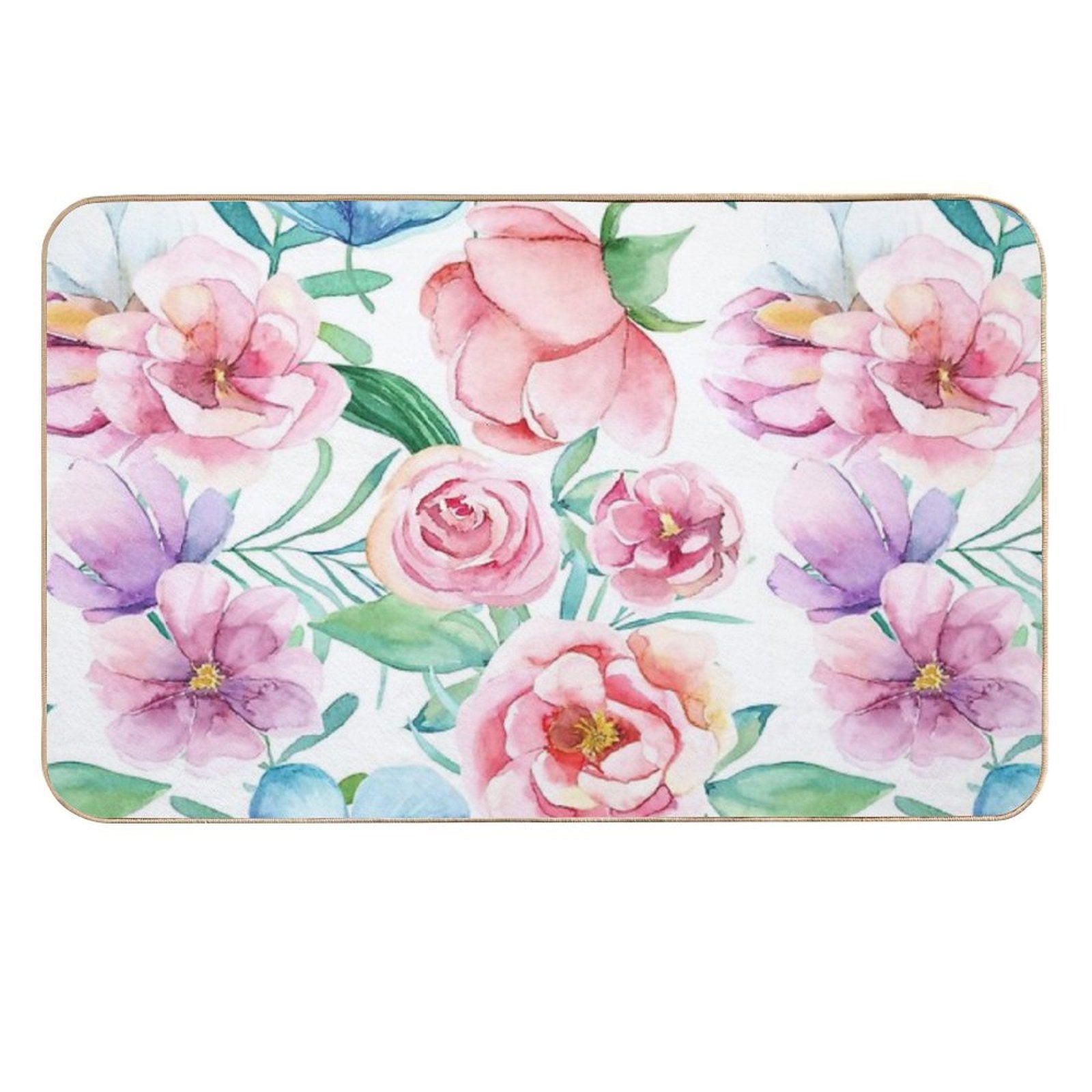 Spring Flowers in Watercolor  Stain-Proof Bath Mat