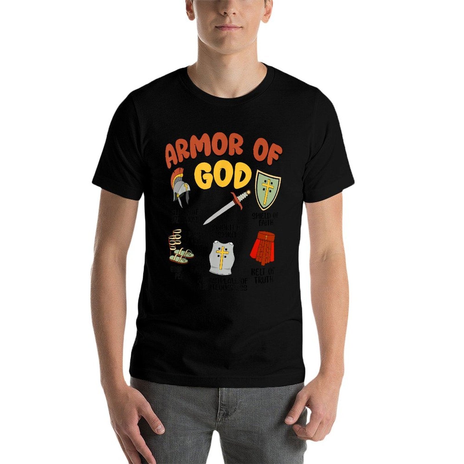 Christian Armor of God Jesus Kids Boys  Rolled Sleeves T-Shirt