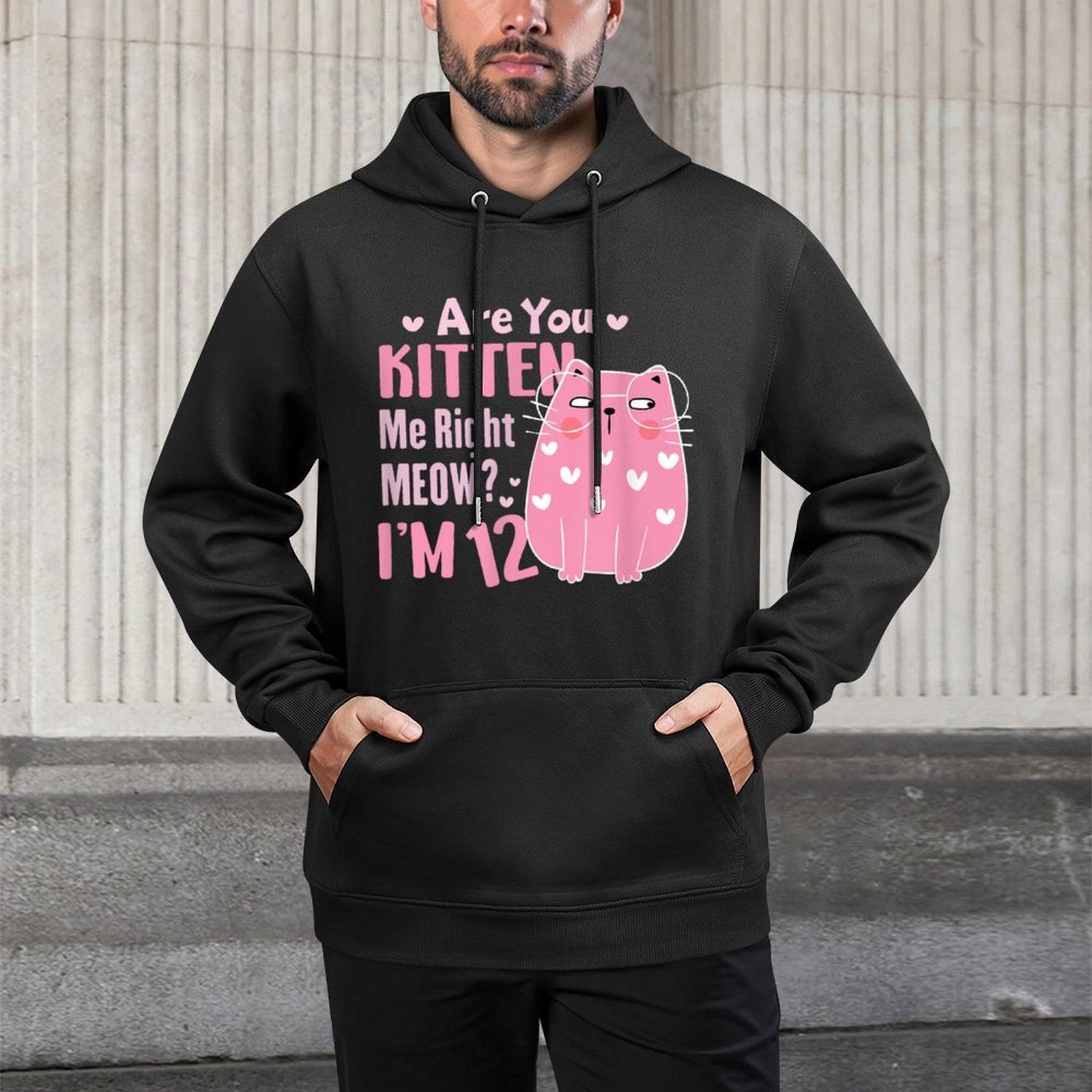 12th Cat Birthday Party Twelve Year Old Girl Birthday Medium-Weight Fabric Hoodie