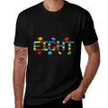 Building Brick Eight Yrs Old Master Builder 8th Birthday Boy  Rolled Sleeves T-Shirt