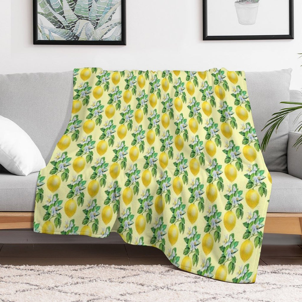 Lemon in Bloom Anti-pilling Throw Blanket