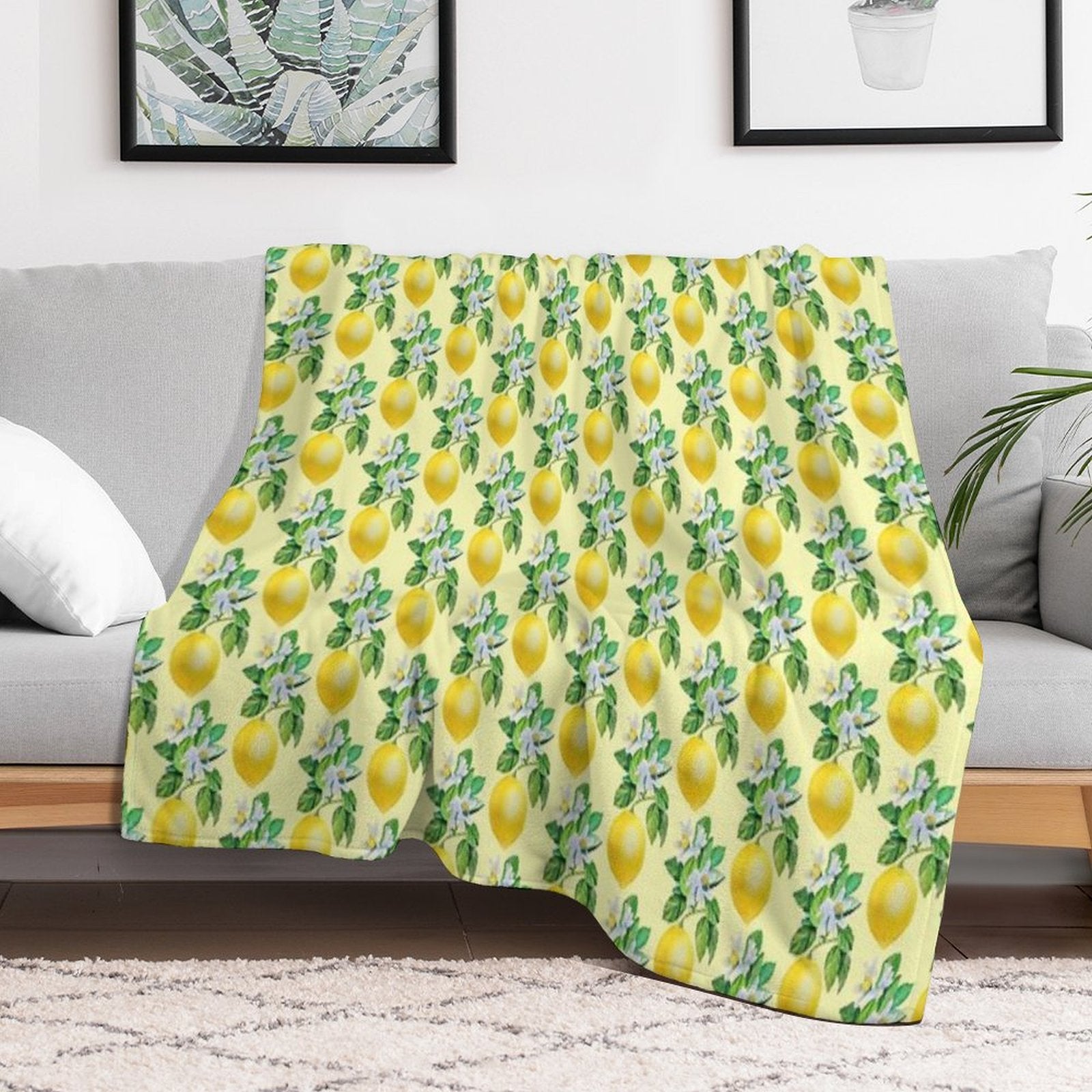 Lemon in Bloom Anti-pilling Throw Blanket