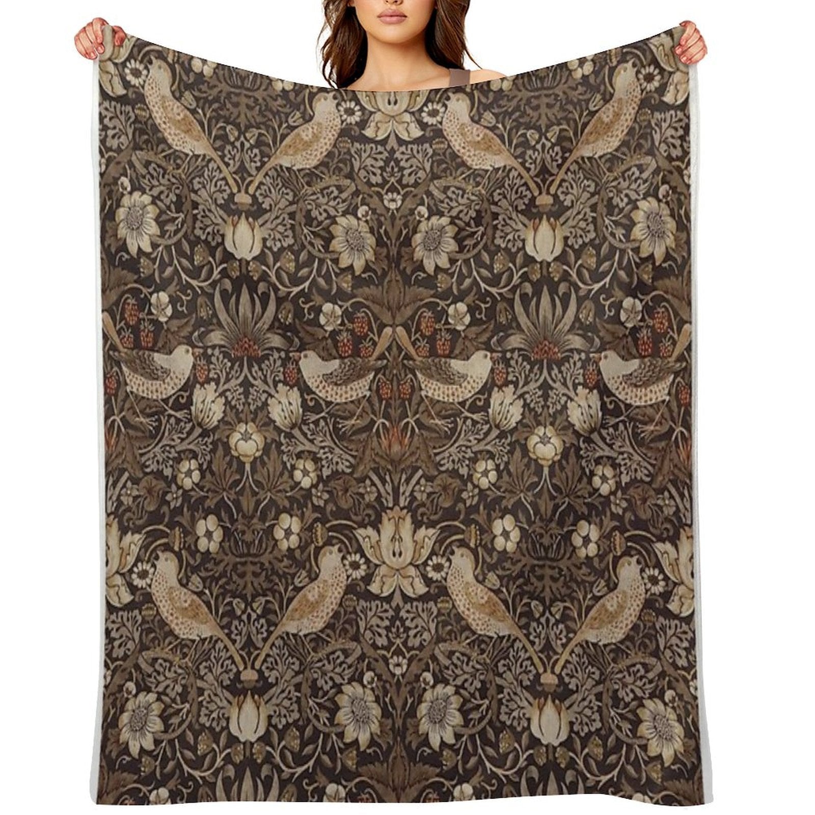 William Morris - Strawberry Thief Easy Care Throw Blanket