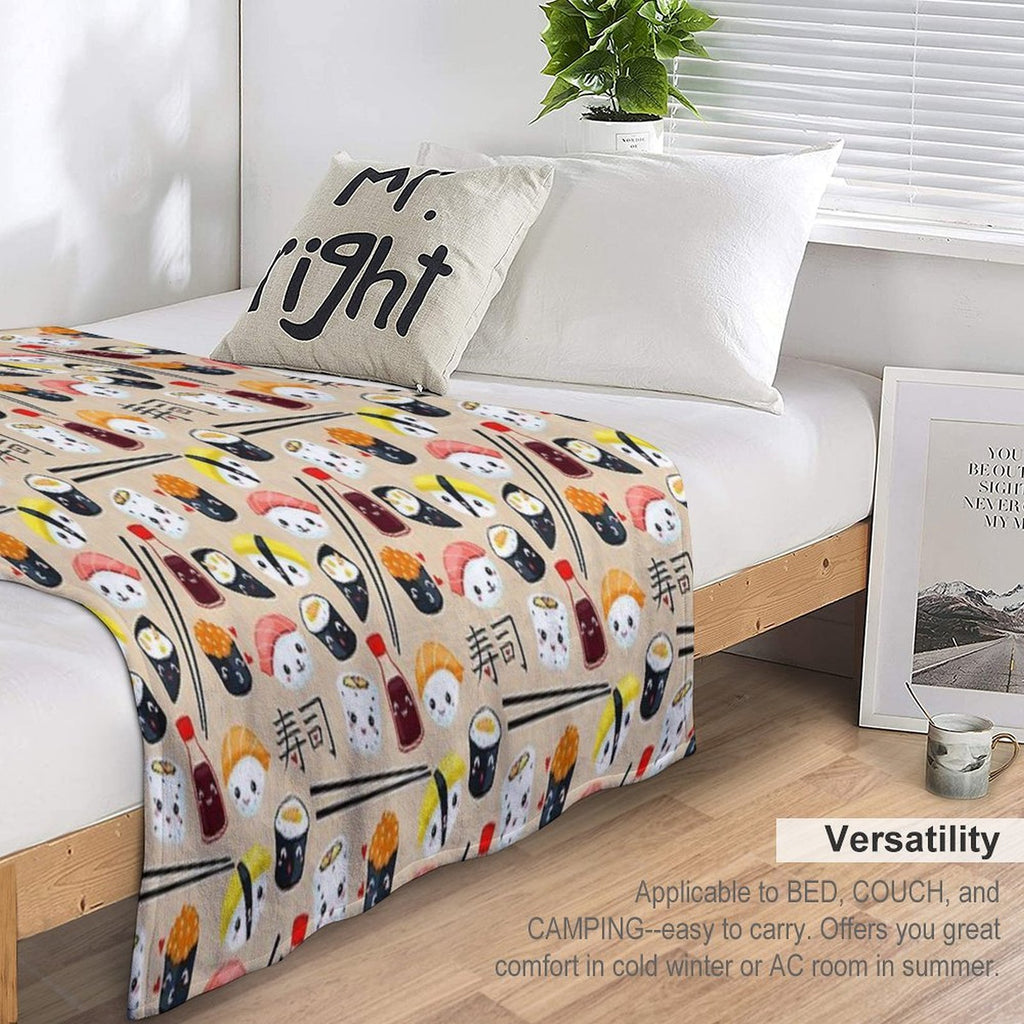 Kawaii Sushi Anti-pilling Throw Blanket