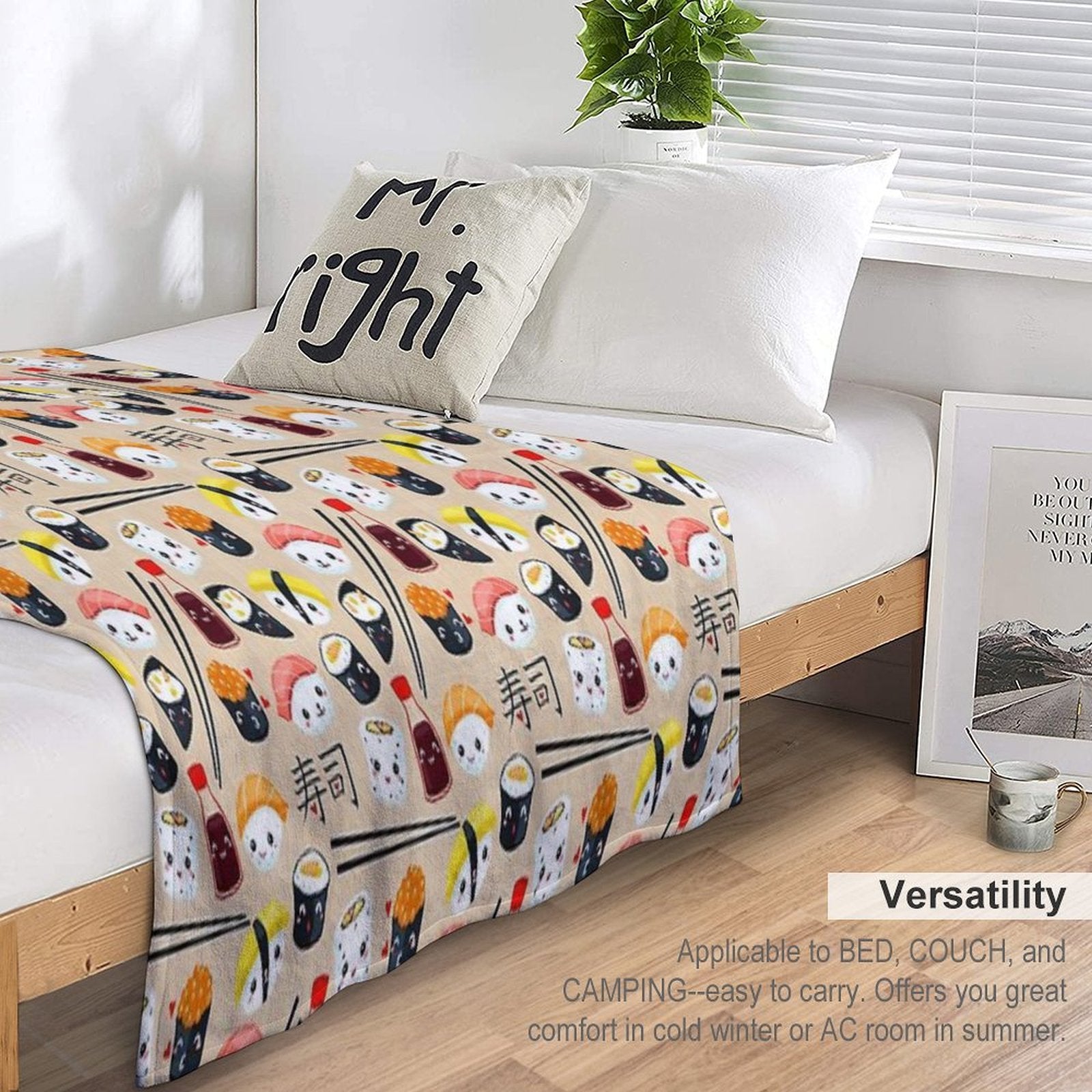 Kawaii Sushi Anti-pilling Throw Blanket