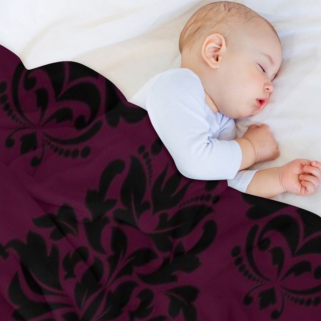 Large Plum Damask 1 Eco-conscious Throw Blanket
