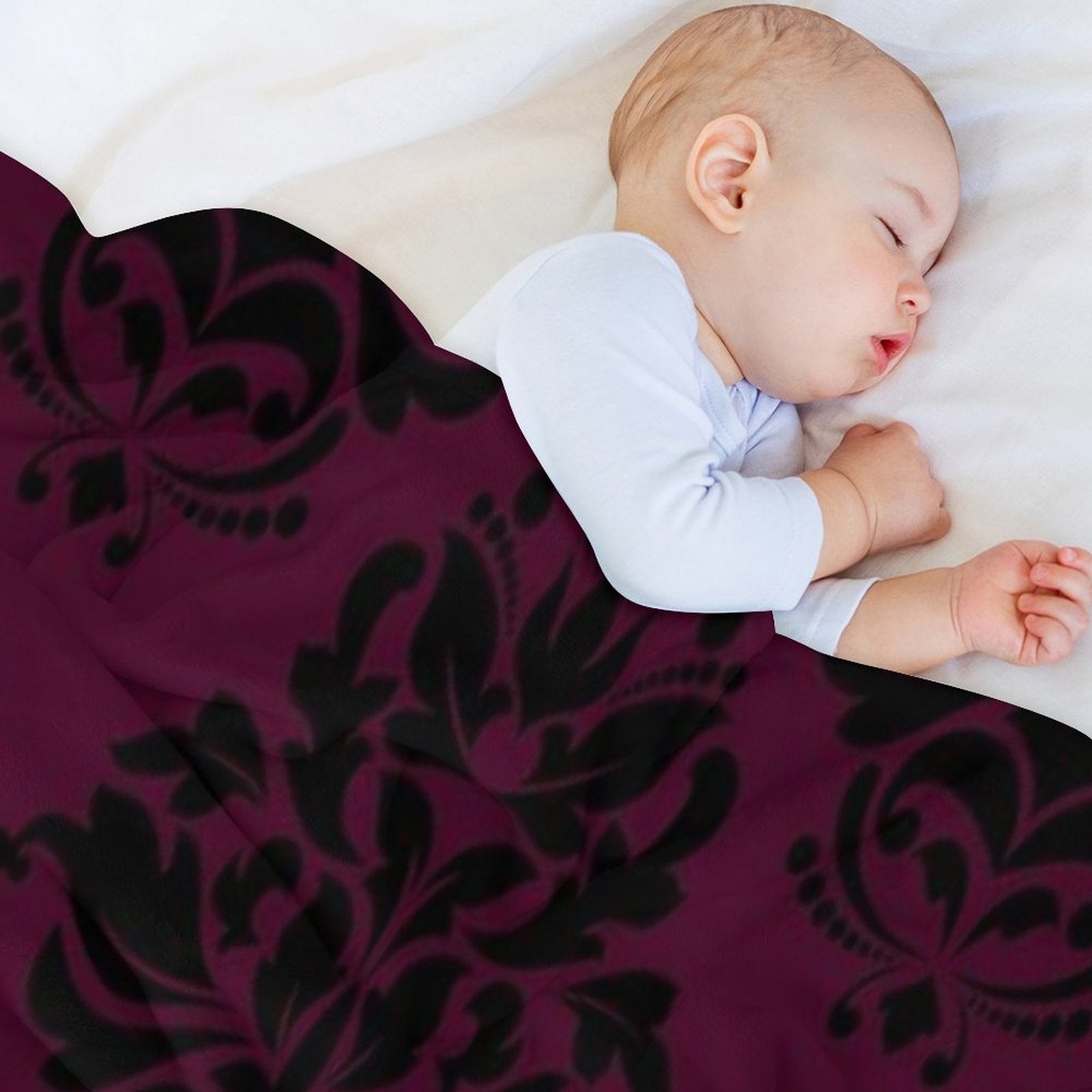 Large Plum Damask 1 Eco-conscious Throw Blanket