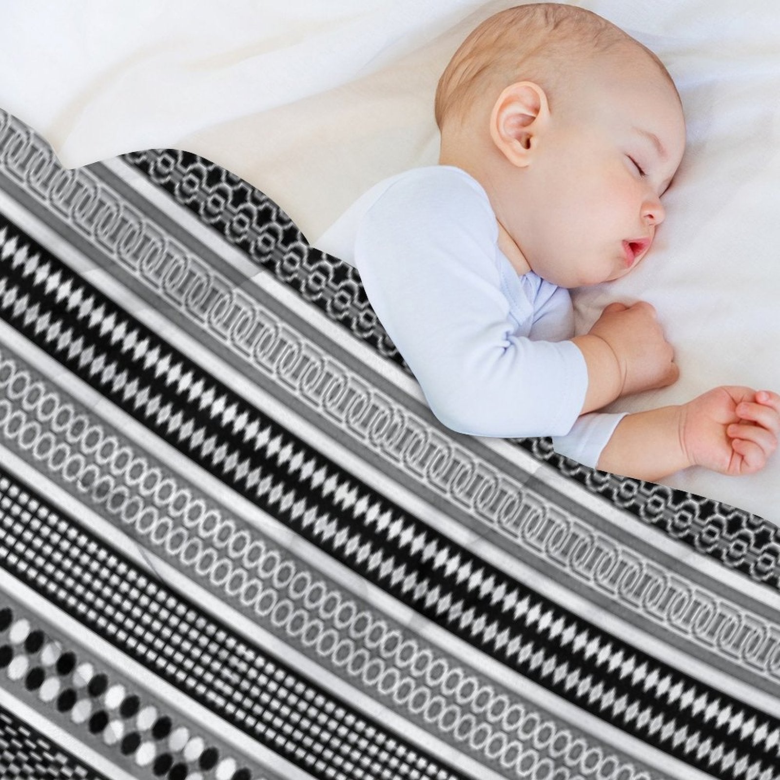 Grey And Black Stripped Pattern Travel-friendly Throw Blanket