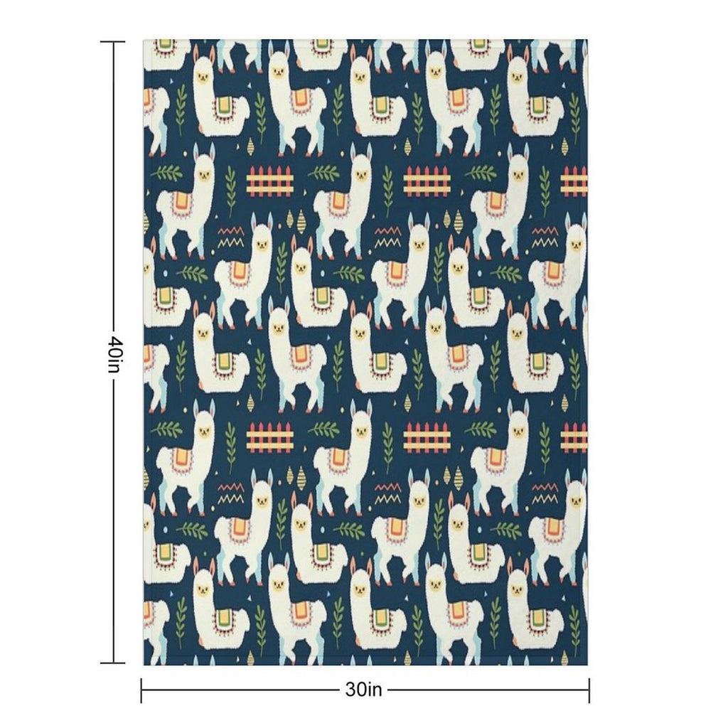 Cute Alpaca Pattern Travel-friendly Throw Blanket