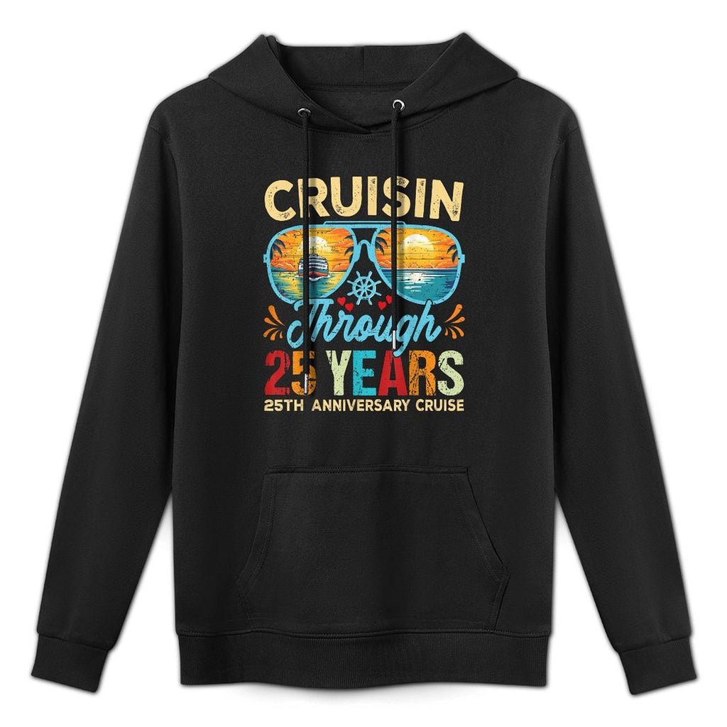 Cruisin Through 25 Years 25th Wedding Anniversary Cruise Shape Retention Hoodie