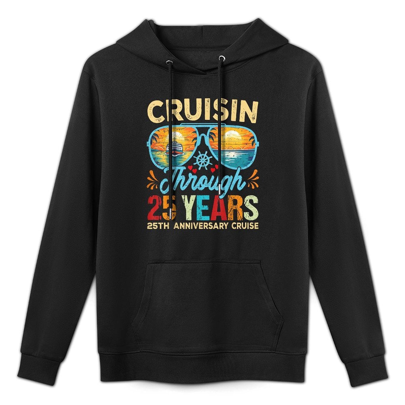 Cruisin Through 25 Years 25th Wedding Anniversary Cruise Shape Retention Hoodie