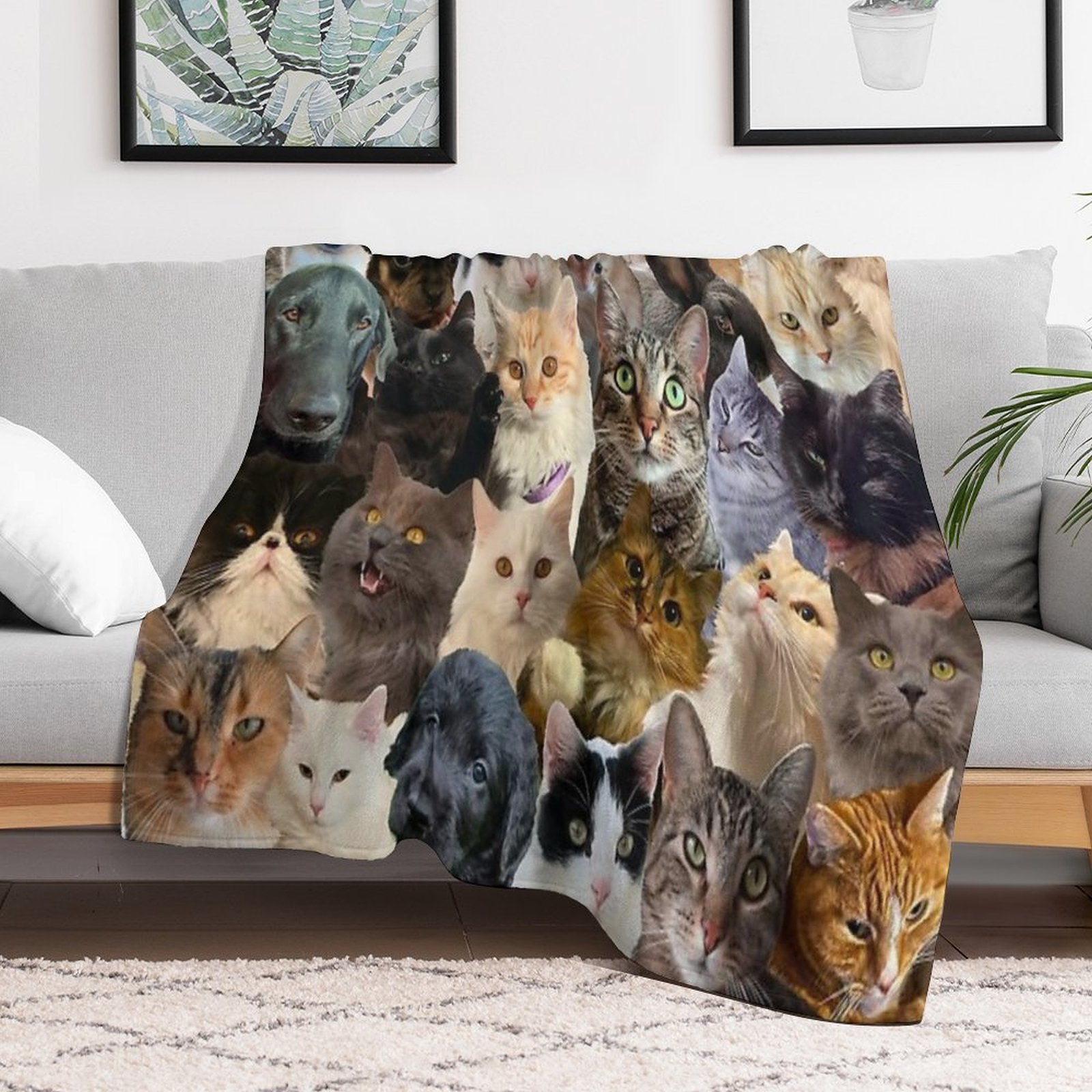 Maximalism Animal Puzzle Pattern Comfort Throw Blanket