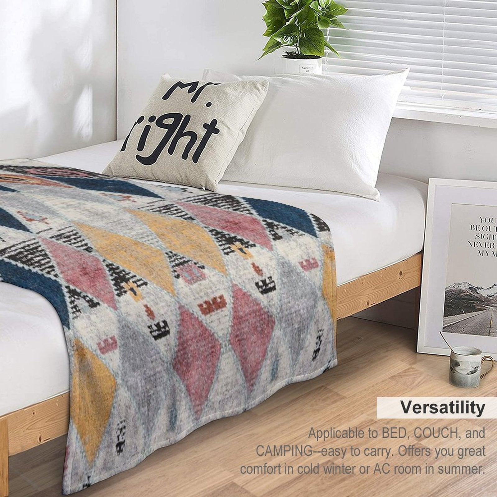 Heritage Bohemian Rug Style Easy Care Throw Blanket