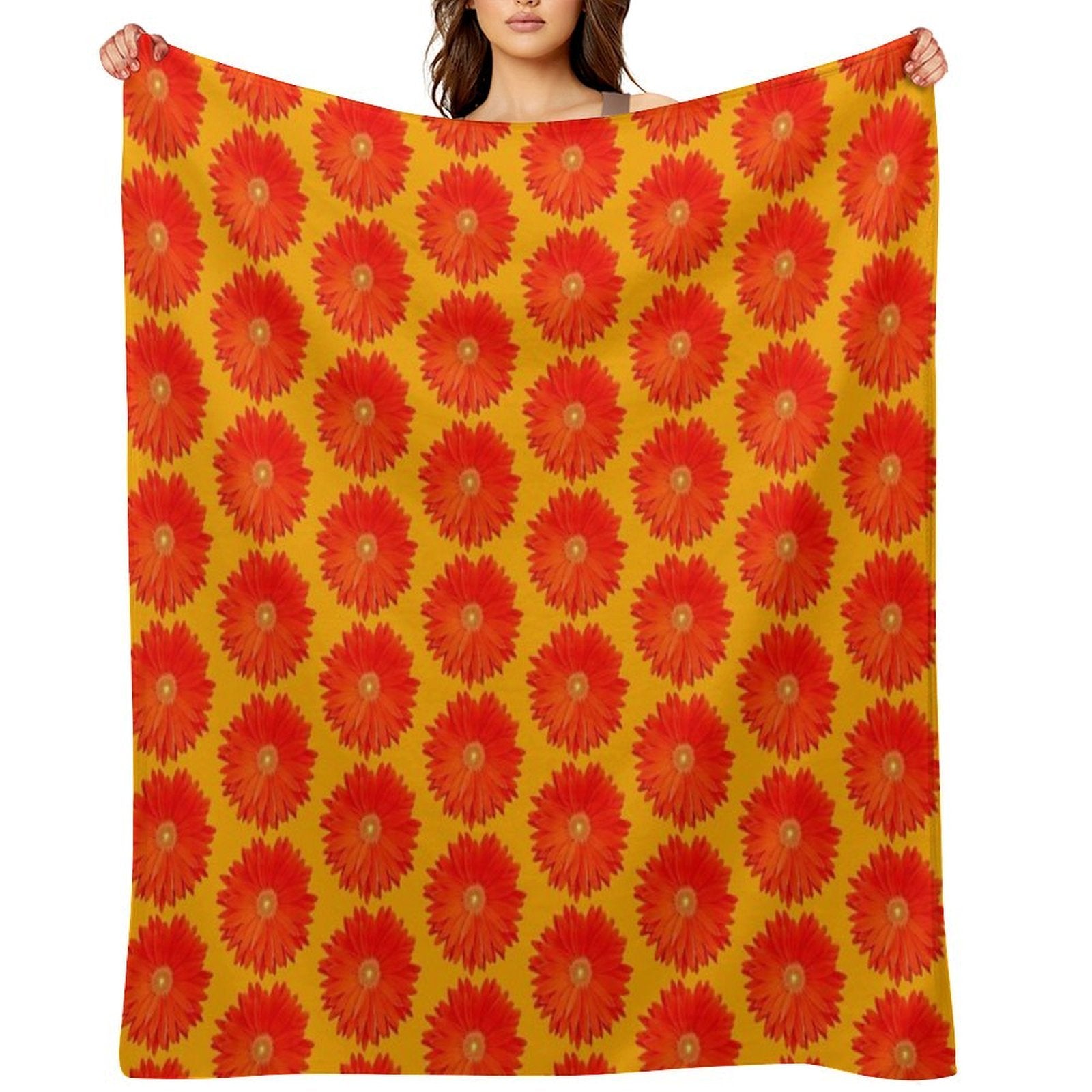 Orange Gebera Flower Anti-pilling Throw Blanket