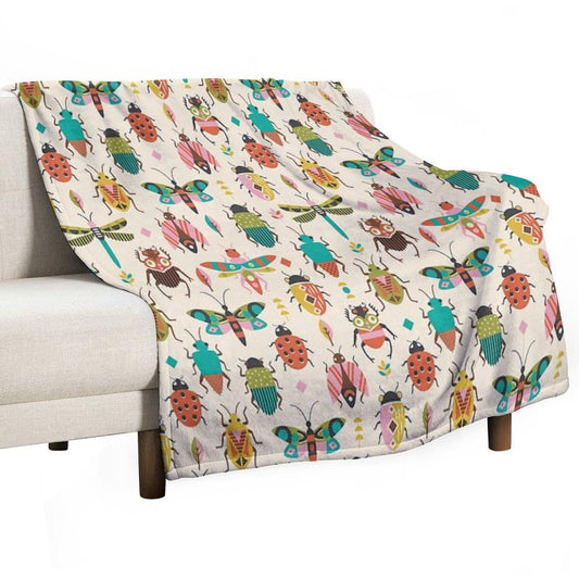 Mid Century Bugs Sustainable Throw Blanket
