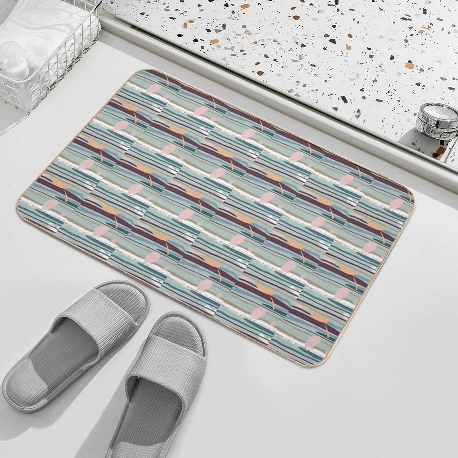 Modern Art Tile  Non-Slip Bath Mat