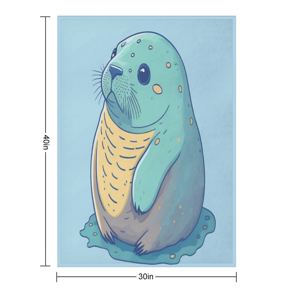 Adorable Fat Baby Seal - Playful Seal Design for Seal Lovers Easy Care Throw Blanket