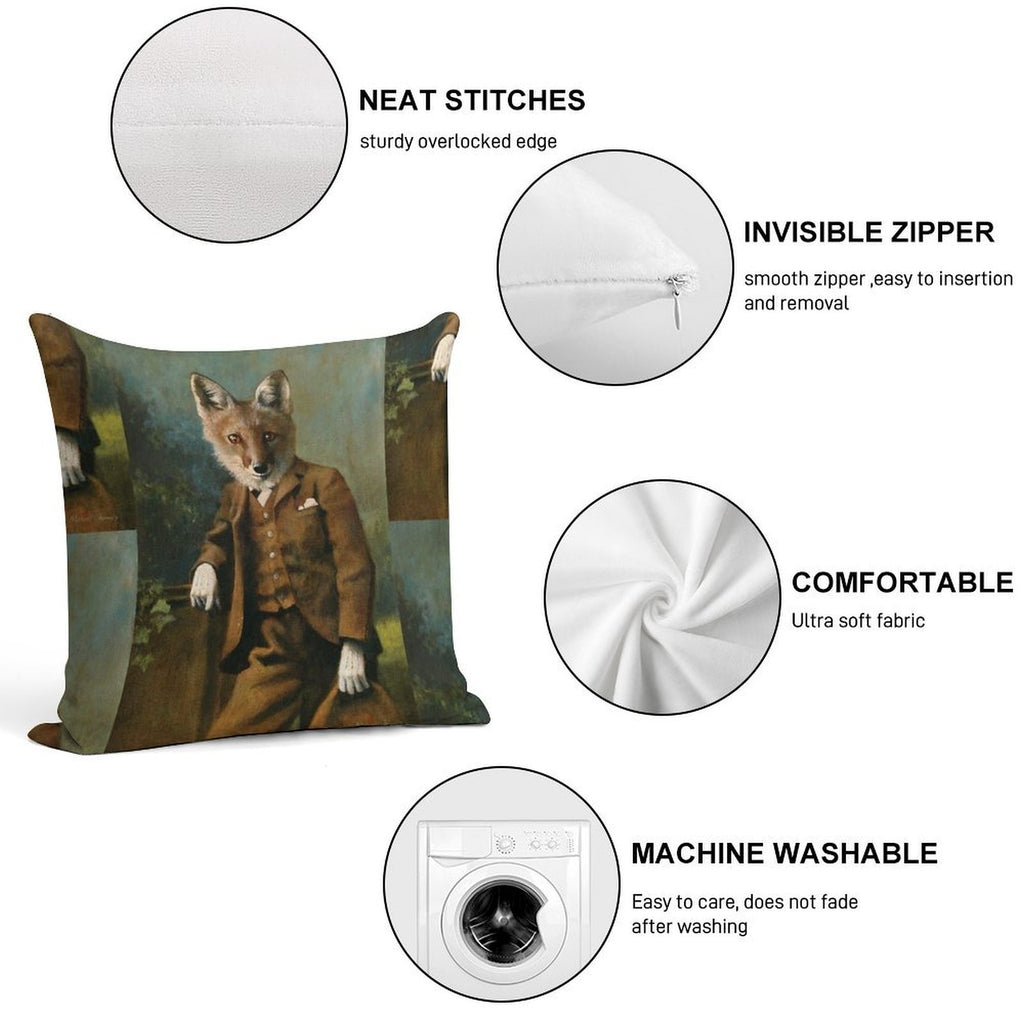 Young Master Fox Soft Gift Ready Throw Pillow