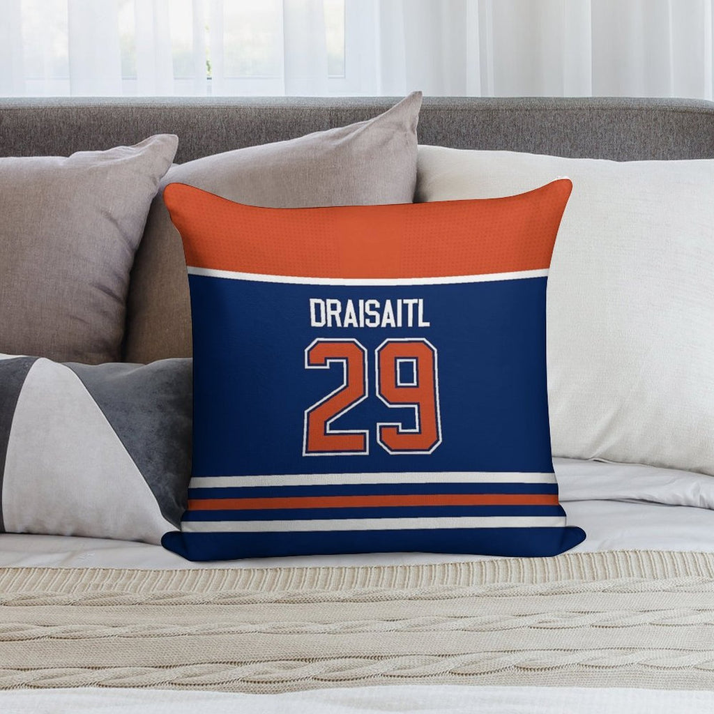 Edmonton Oilers Leon Draisaitl Home Jersey Back Phone Case Soft Anti-Pilling Throw Pillow