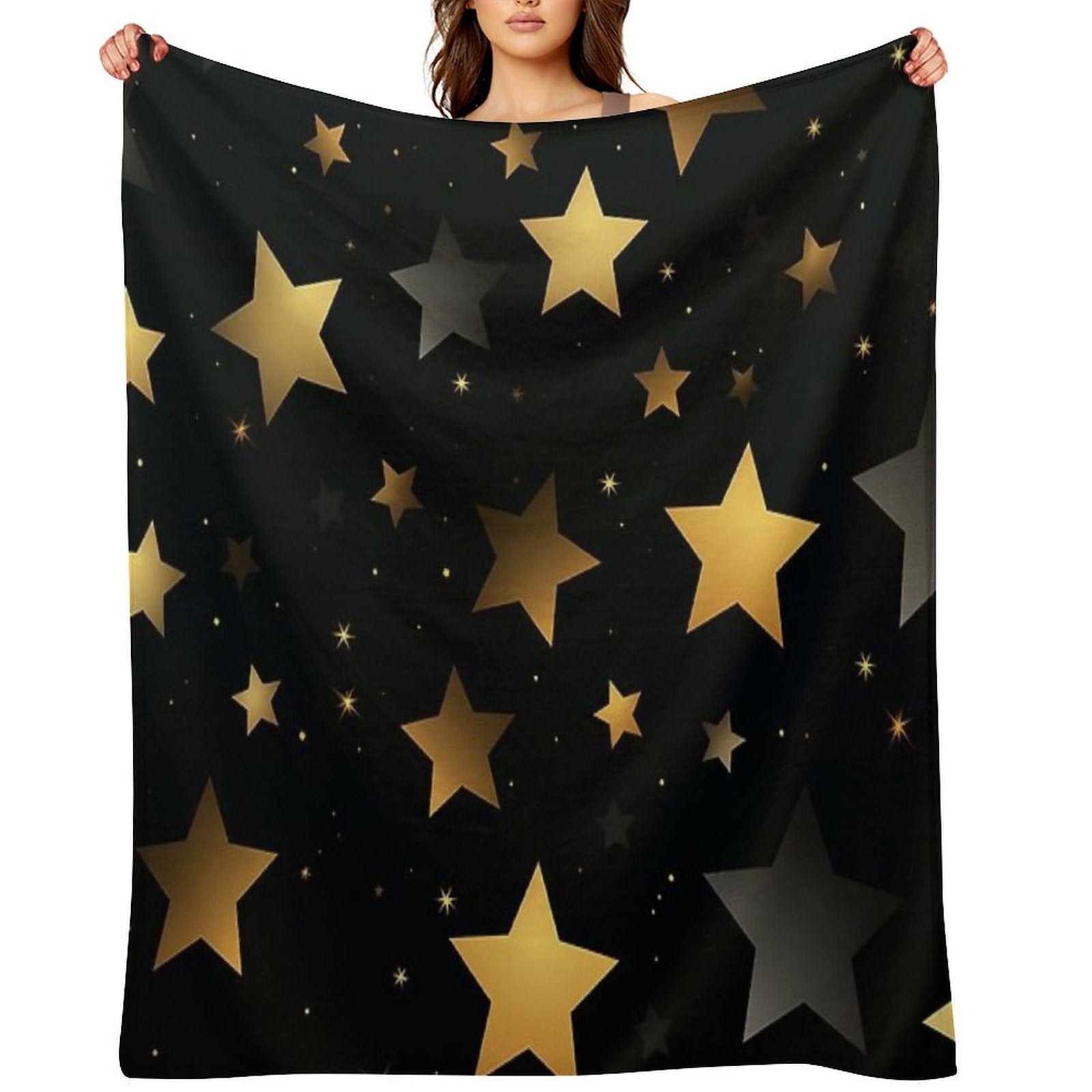 Stars on Black Background Quick-dry Throw Blanket