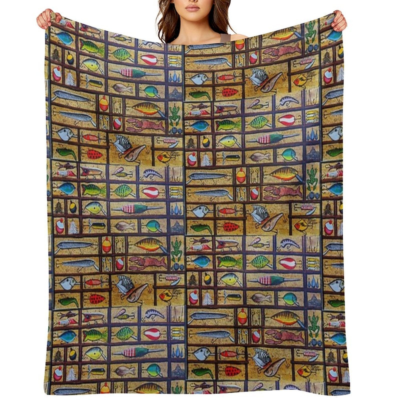 Fishing Lures Collection Sustainable Throw Blanket