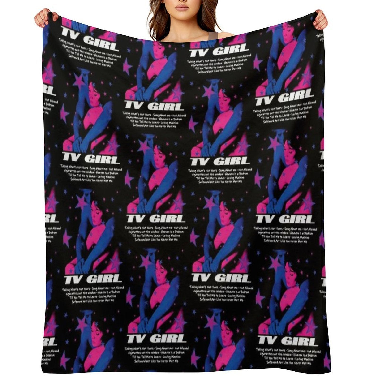 TV Girl Vintage Machine-washable Throw Blanket