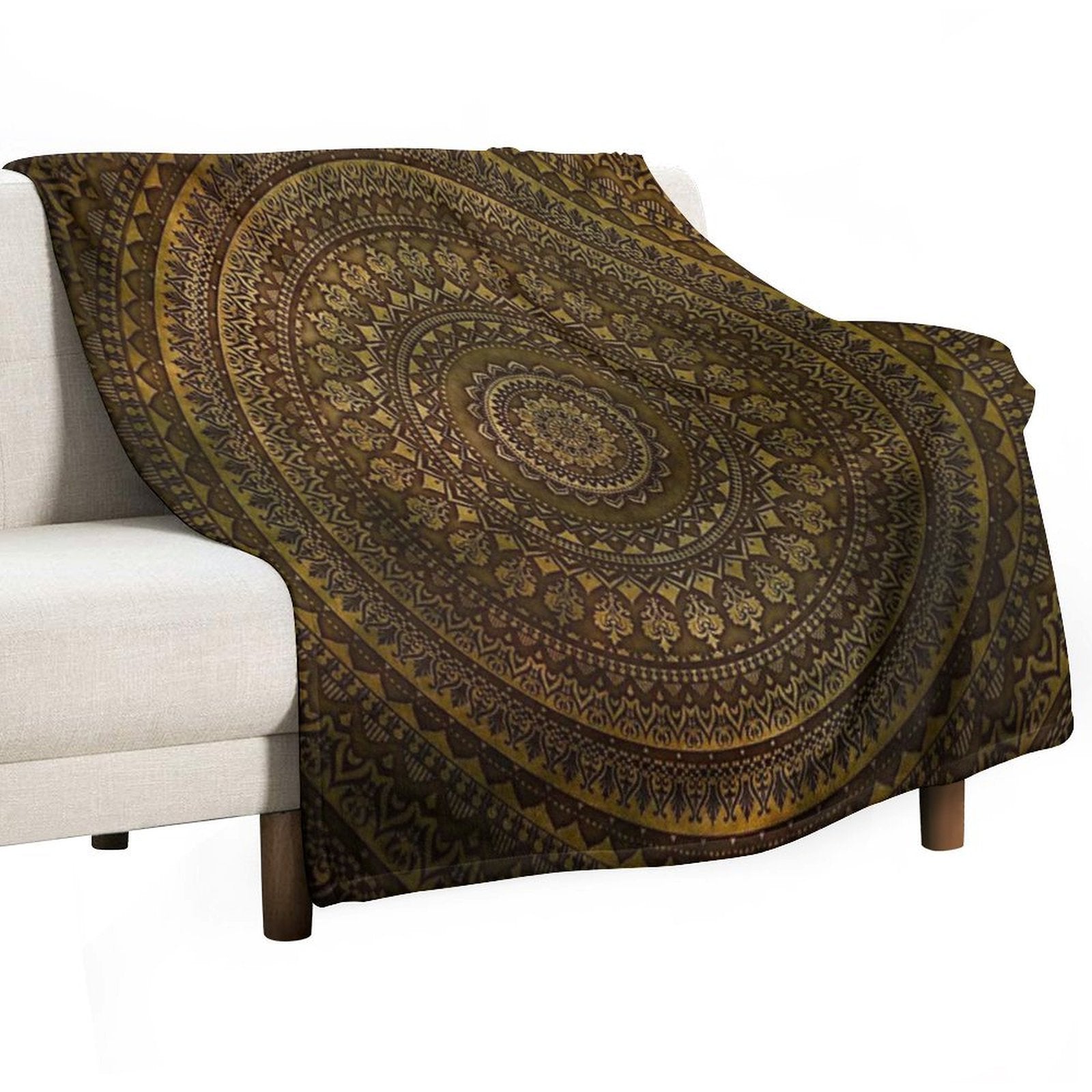 Lime Brown Mandala Travel-friendly Throw Blanket