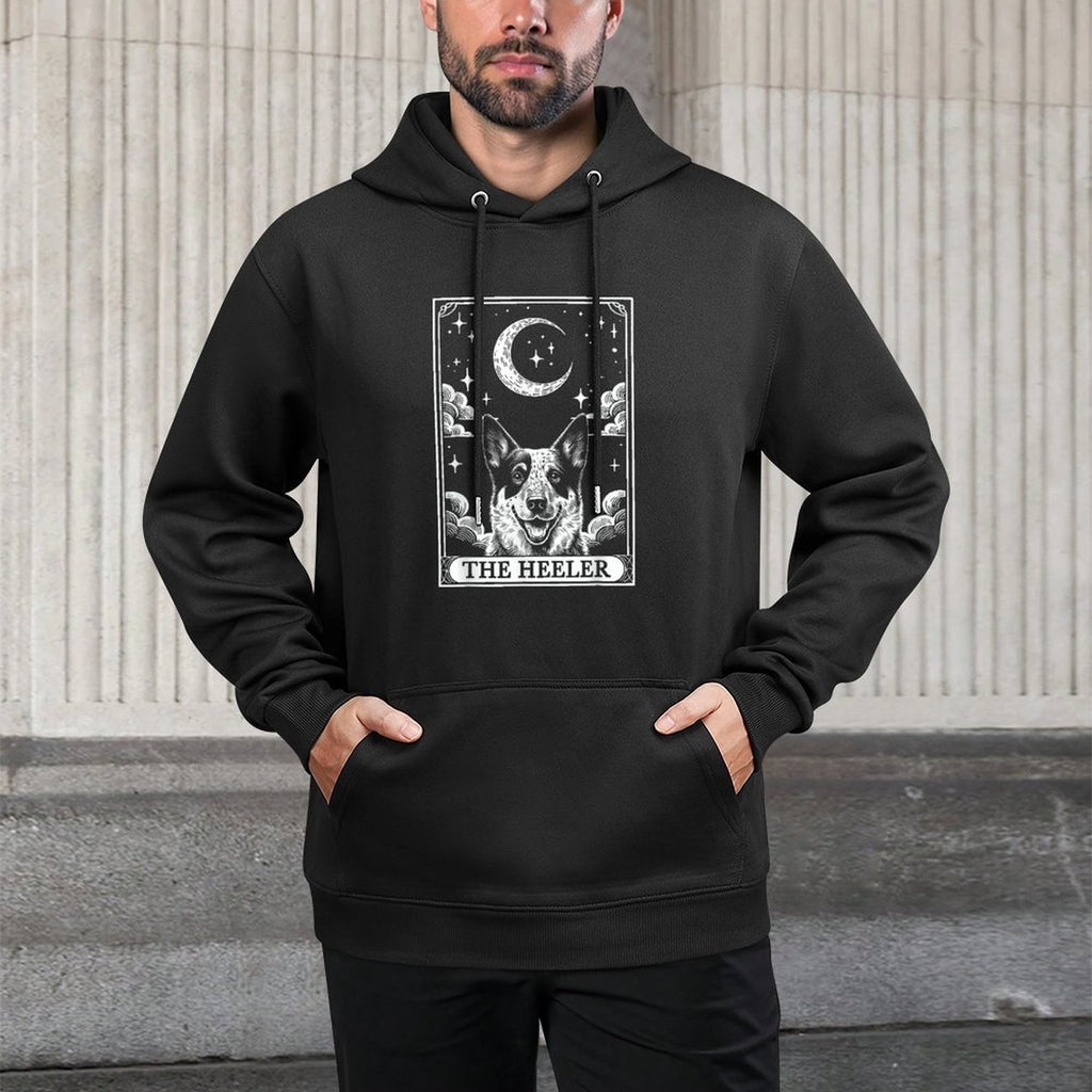 Tarot Card Vintage Crescent Moon Australian Cattle Dog Mom Pilling-Resistant Hoodie