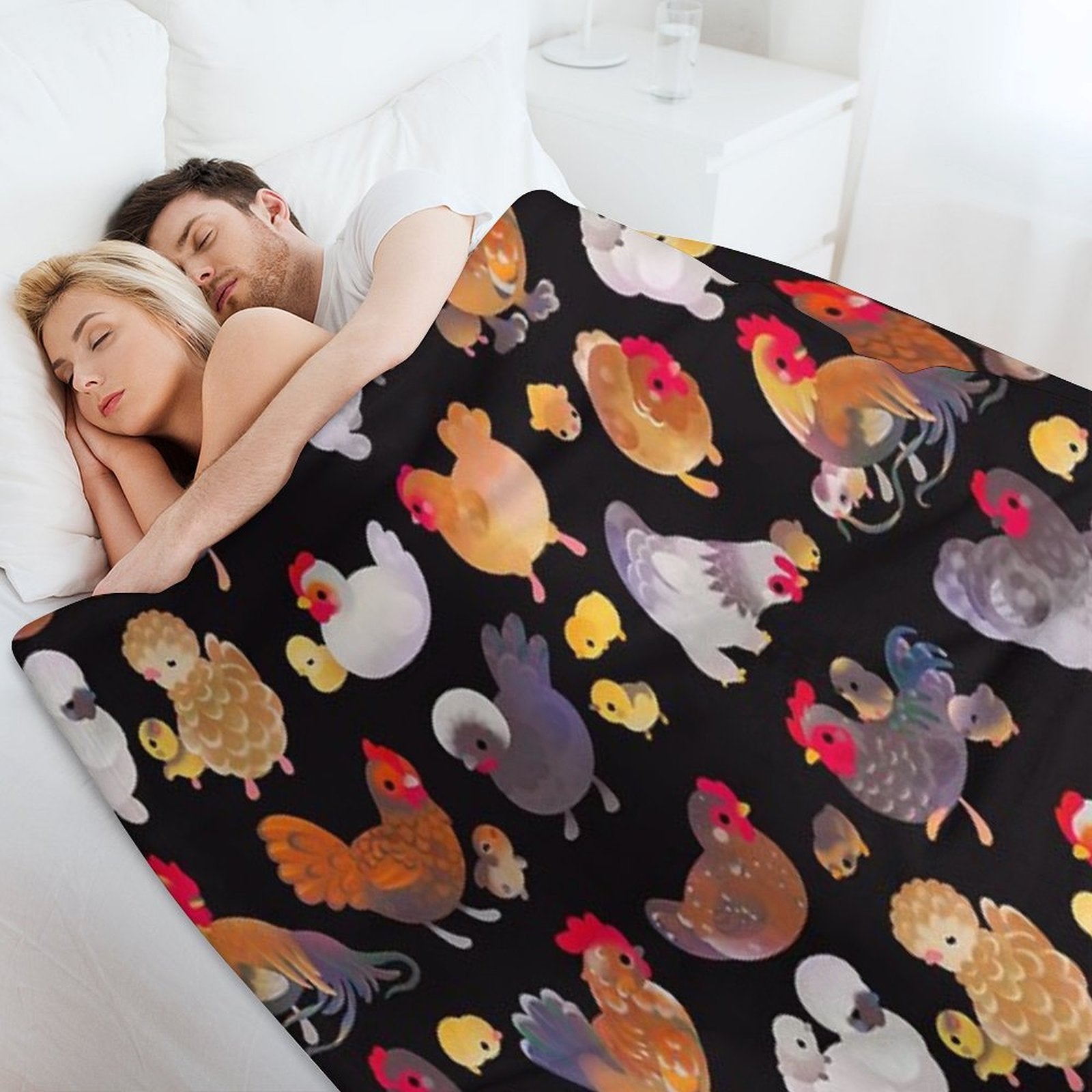 Chicken And Chick - Dark Gift-ready Throw Blanket