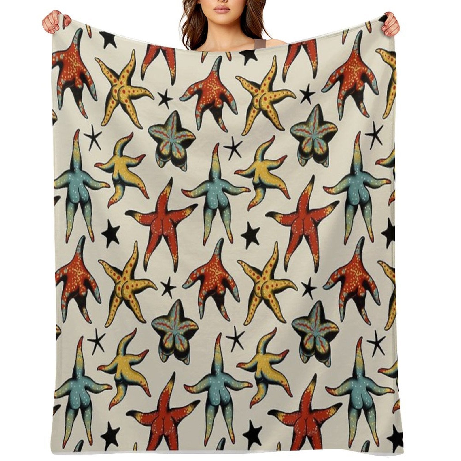 Starfish Booty Tattoo Flash Wrinkle-free Throw Blanket