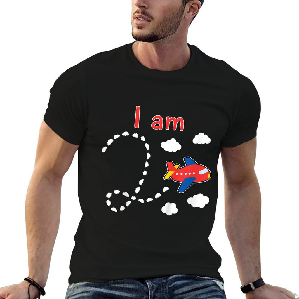 Kids Cute Airplane I Am (2 Year Old) 2 Years Birthday  Trendy Pattern T-Shirt