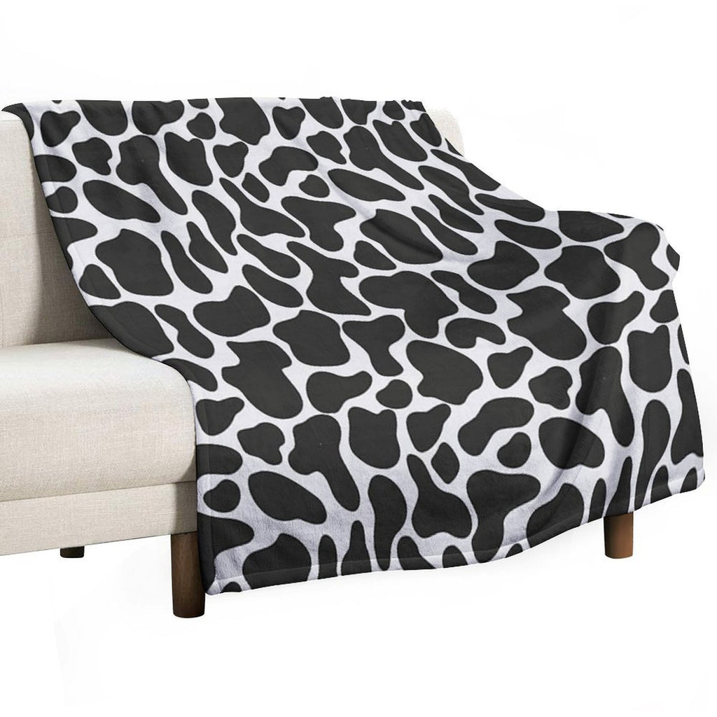 Black & White Animal Print - Cow Print Quick-dry Throw Blanket