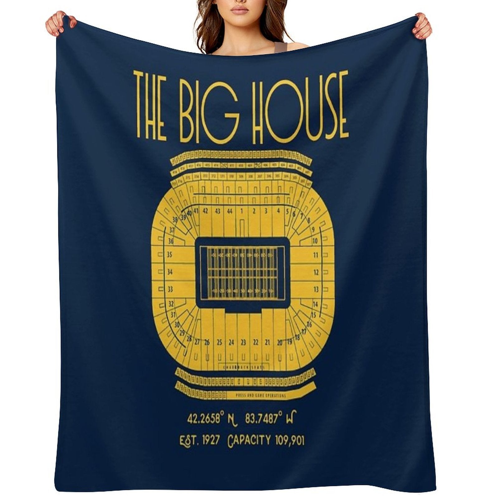Michigan Football Big House Stadium Poster Print Shrink-resistant Throw Blanket