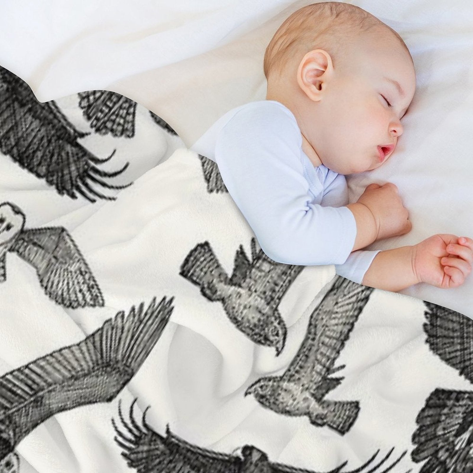 Birds of Prey Black Comfort Throw Blanket