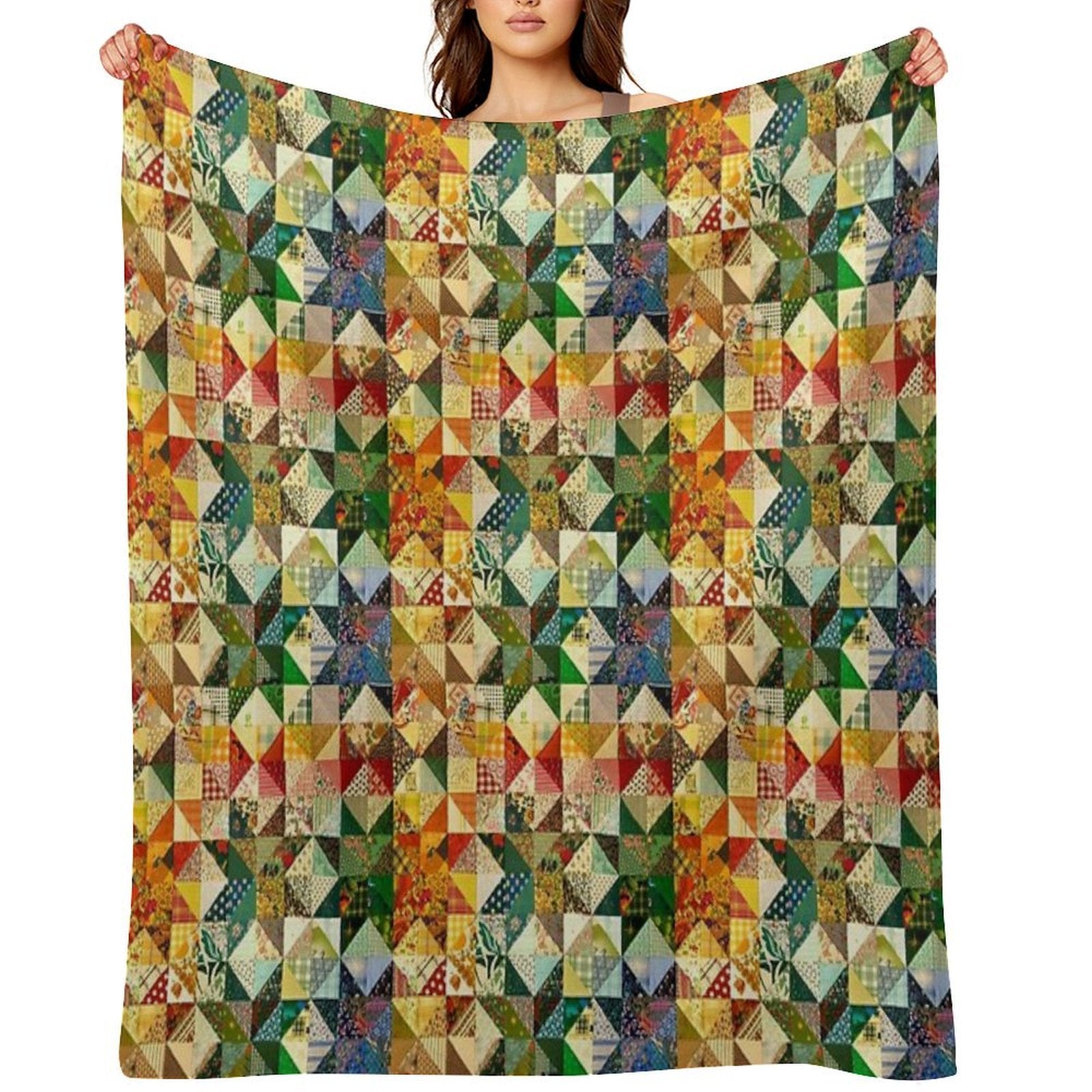 Patchwork with Strainght Colors Design Velvety-soft Throw Blanket