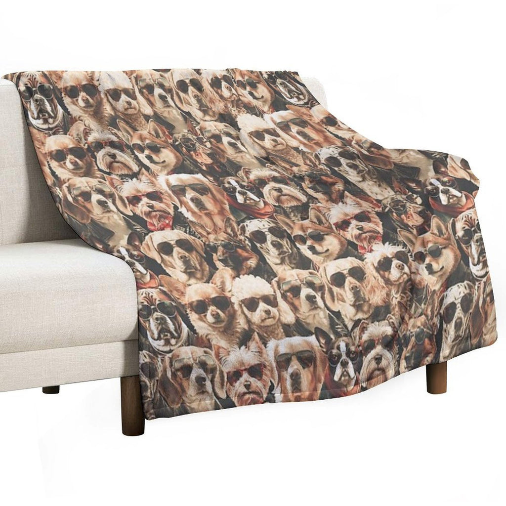 Vintage Anthropomorphic Dogs with Sunglasses Pattern  Dog Art All-season Throw Blanket