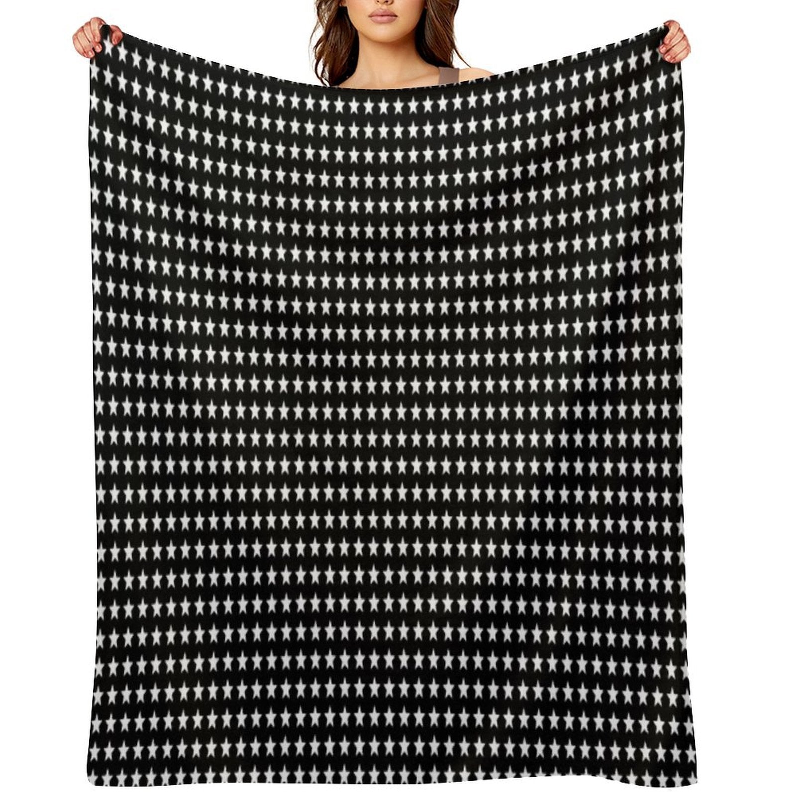 Cute Small Star White On Black Background Anti-pilling Throw Blanket