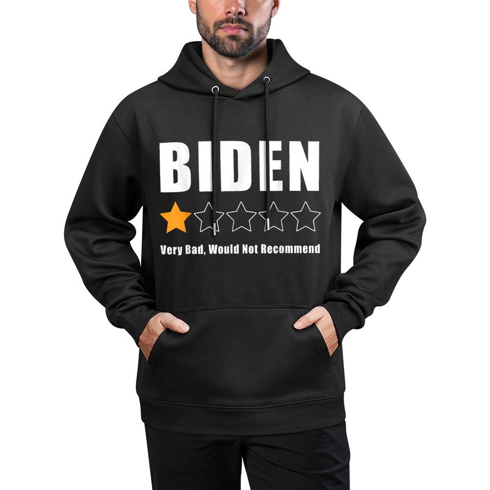 Funny Anti Biden Pro Trump 1 Star Rating Election Vote 2024 Easy Care Hoodie