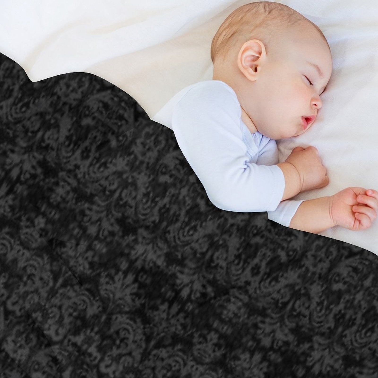 Very Vintage Grunge Damask in Black Machine-washable Throw Blanket