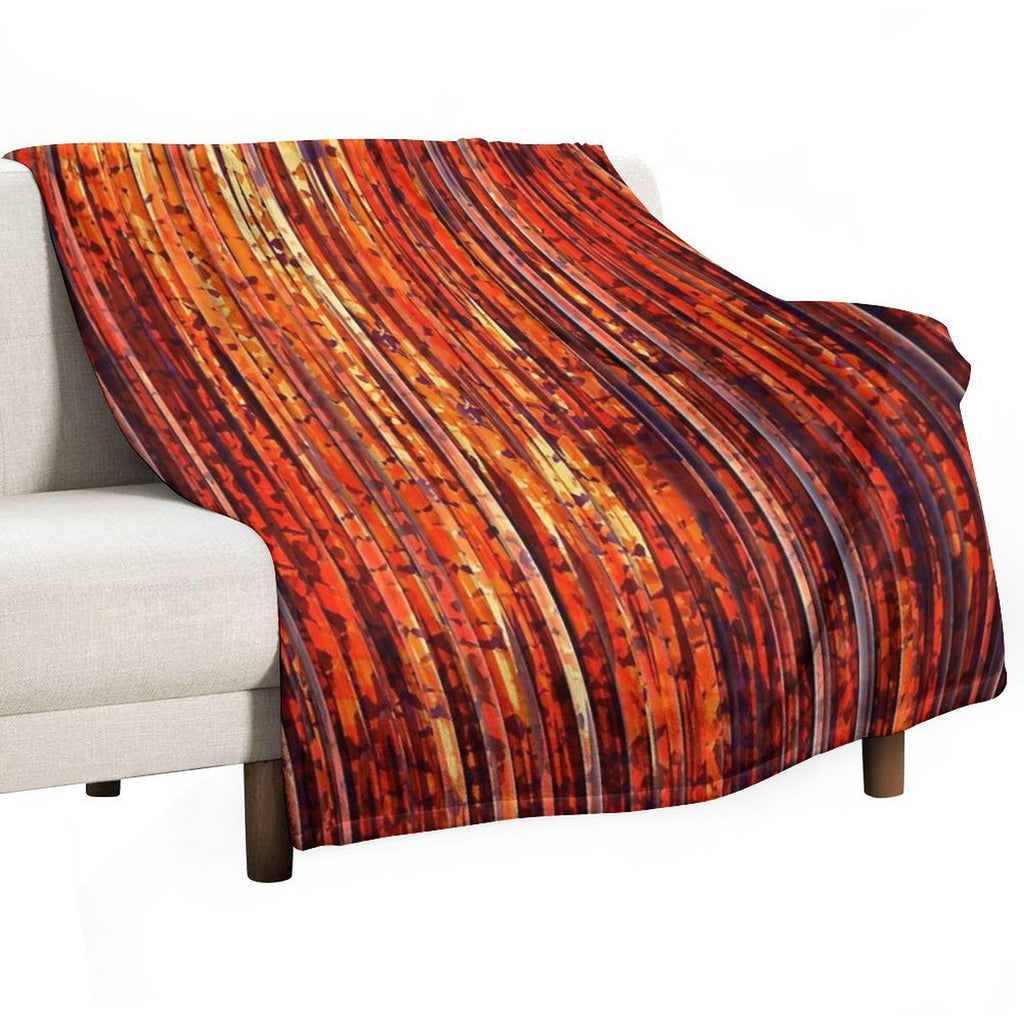 Abstract Orange Stripes Multi-functional Throw Blanket