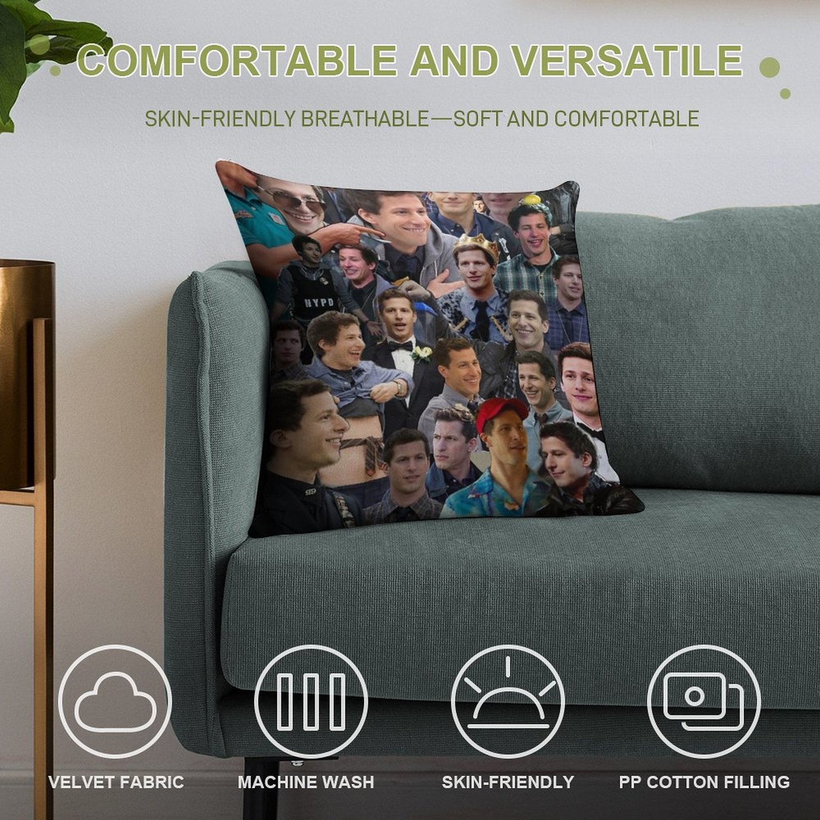 Jake Peralta Collage Soft Style Accent Throw Pillow