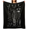 Golf Club Golfer Old Vintage Patent Drawing Print Machine-washable Throw Blanket