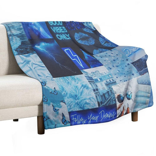 Aesthetic Blue Vibes Tapestry Durable Throw Blanket