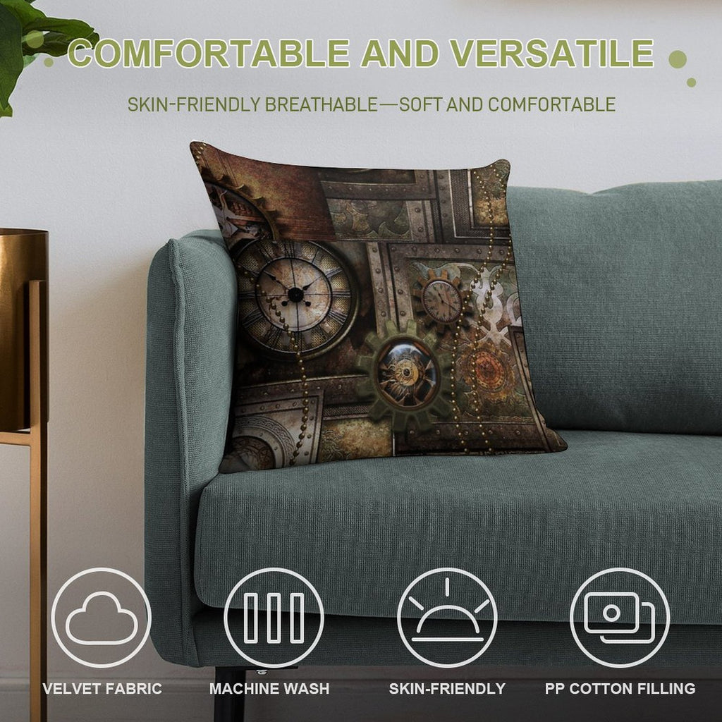 Steampunk, Wonderful Clockwork with Gears Soft Home Decor Throw Pillow