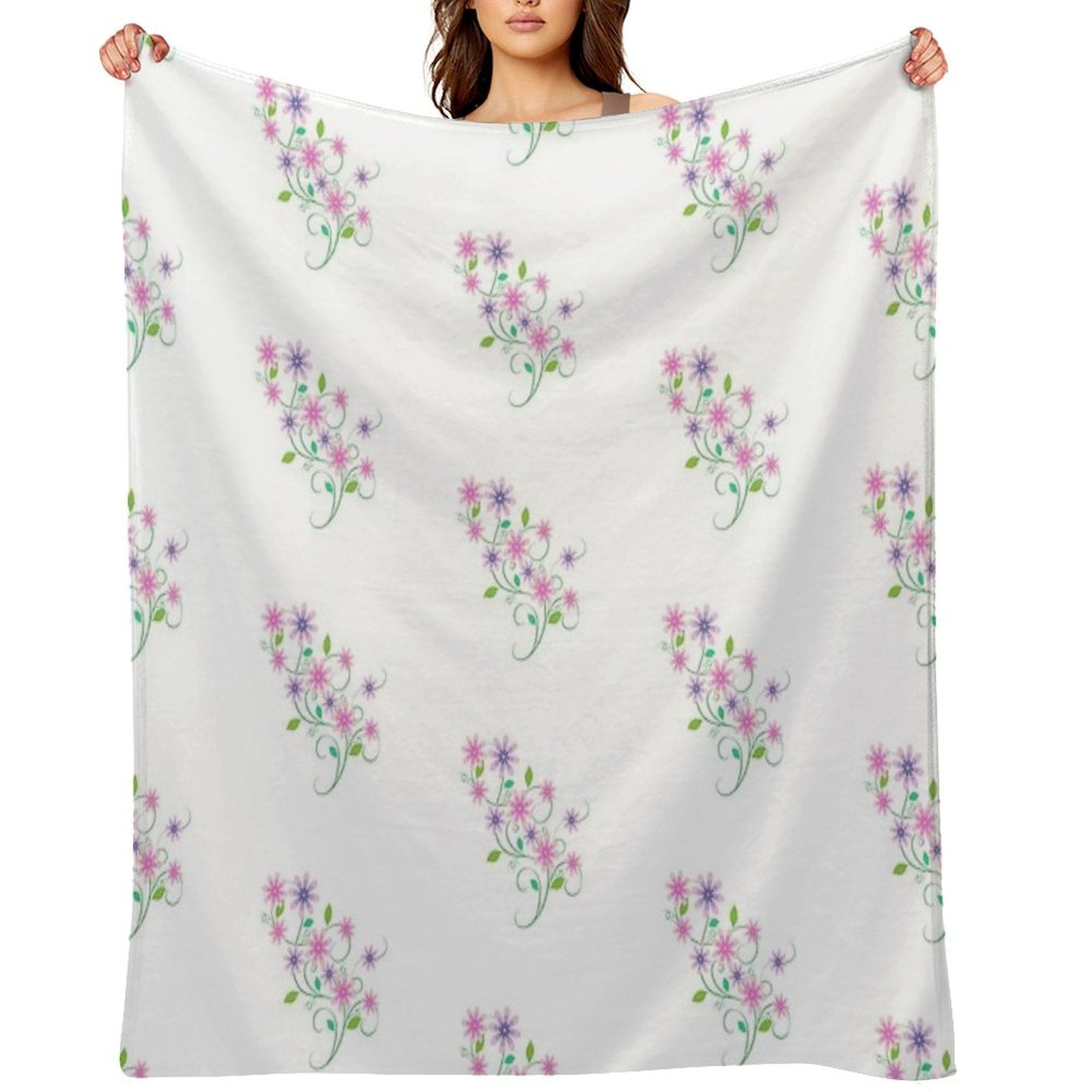 Pink & Lavender Flowers Compact Throw Blanket