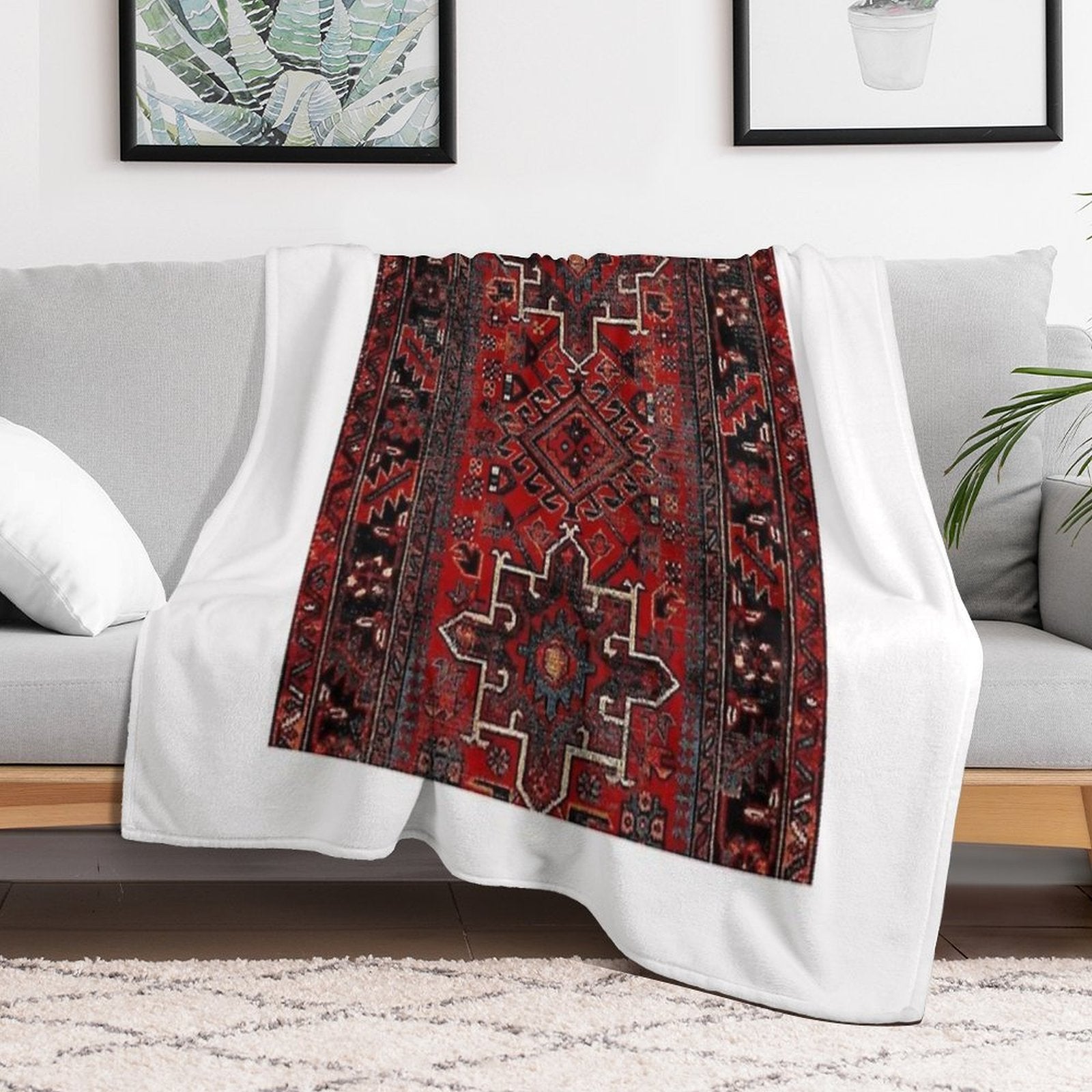 Oriental Rug Durable Throw Blanket