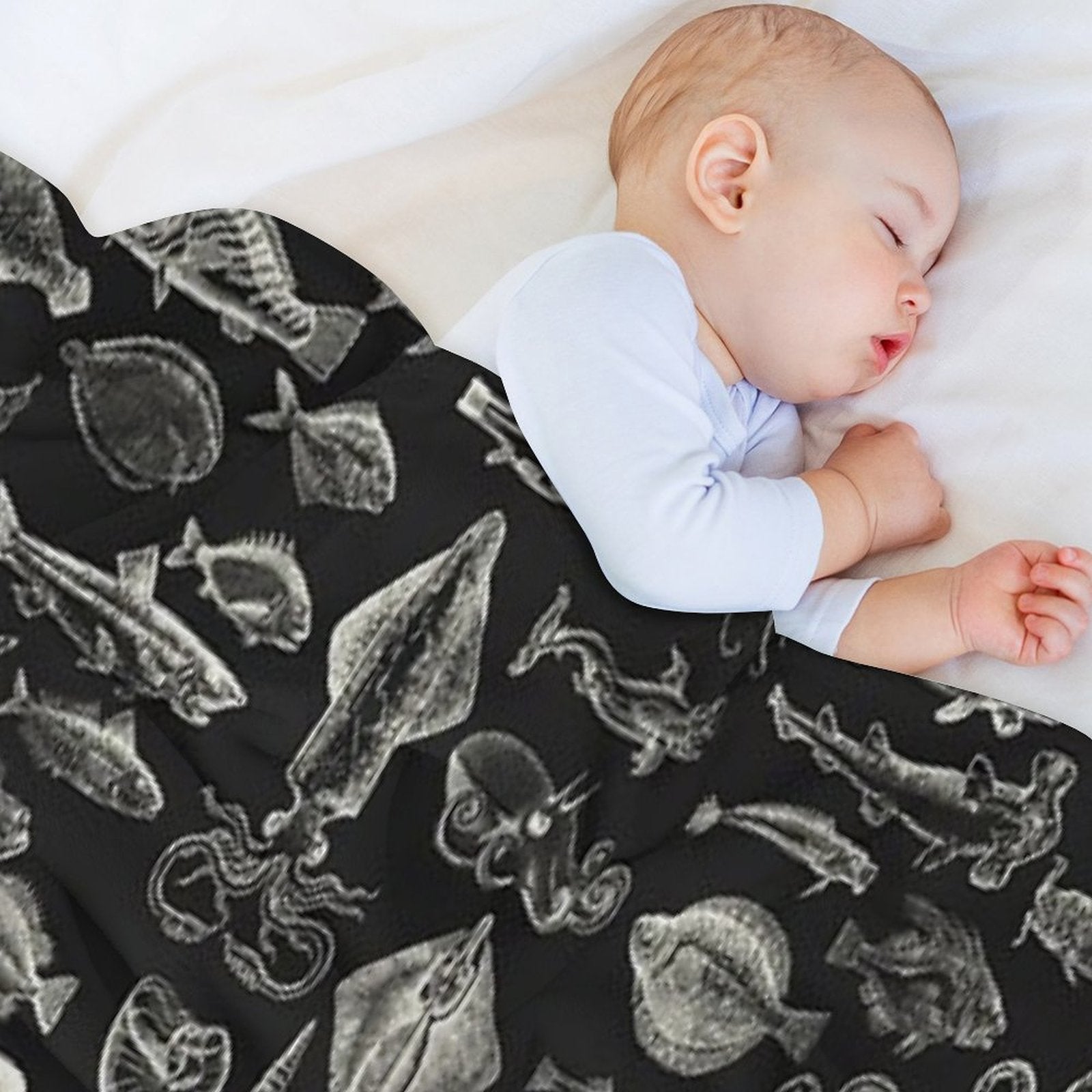 Sea Creatures - White Quick-dry Throw Blanket