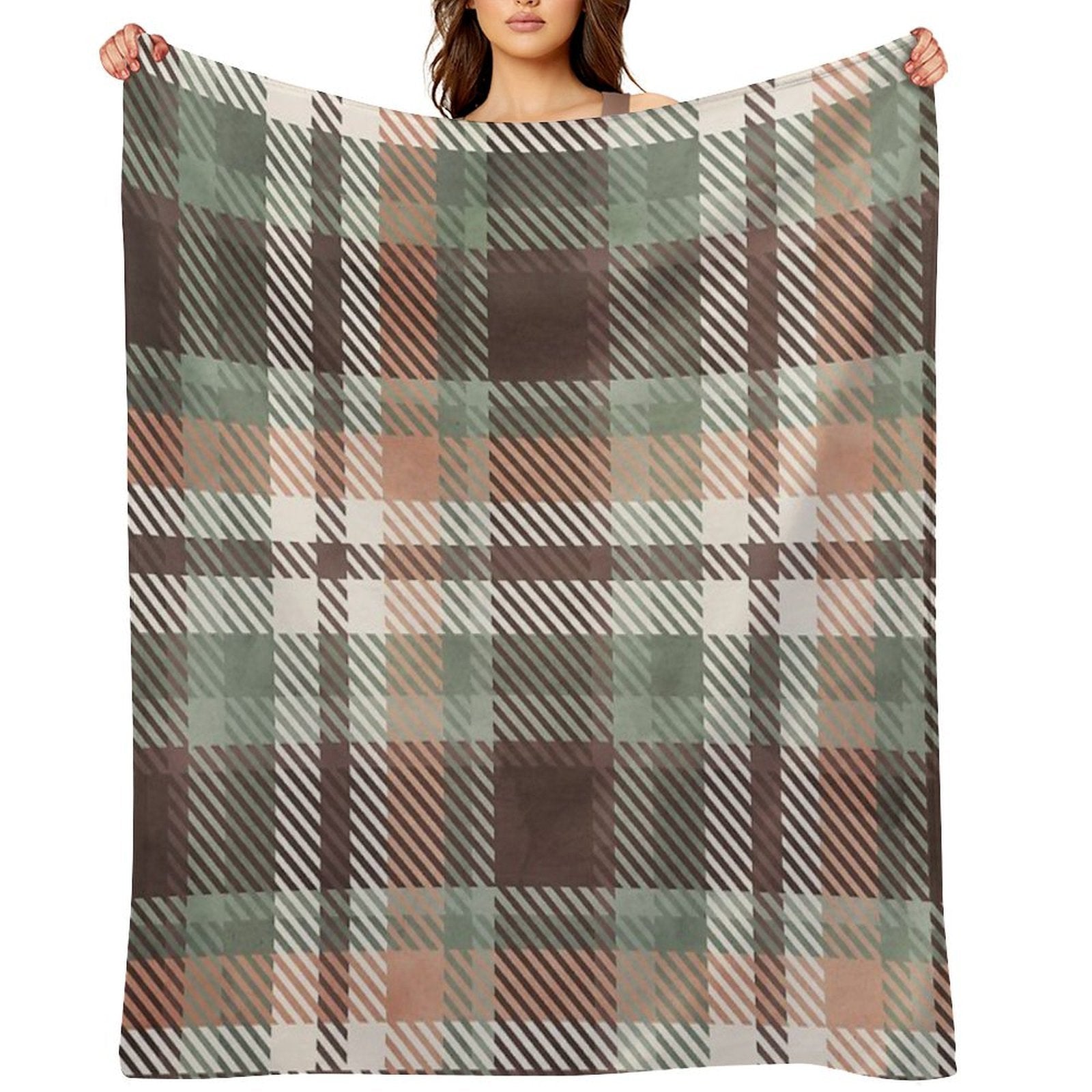 Aspen Flannel Brown Teal Shrink-resistant Throw Blanket