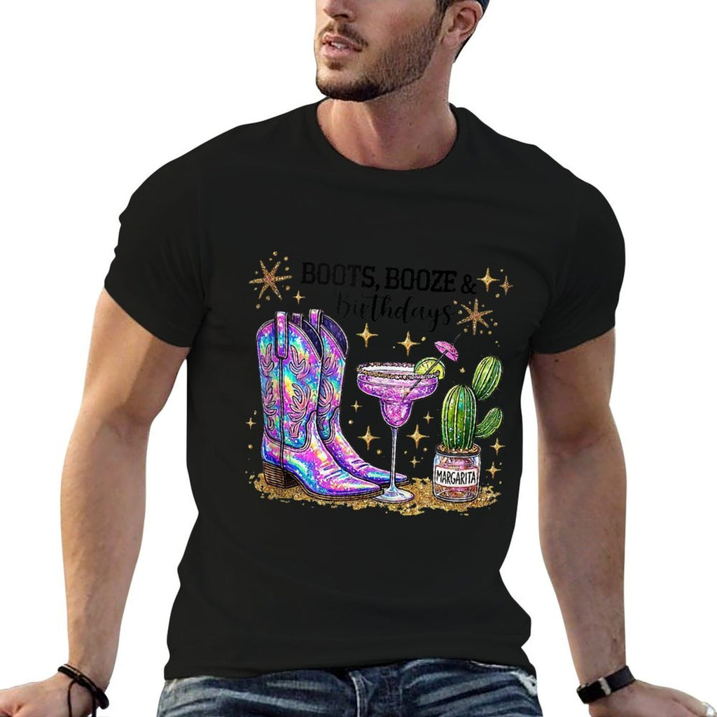 Boots Booze & Birthday Cowgirl Western Margarita Party  Moisture-wicking T-Shirt