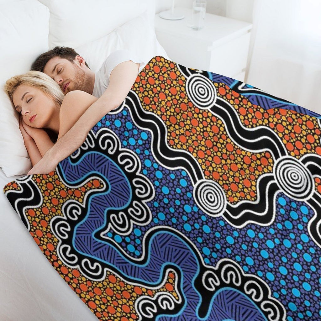 Authentic Aboriginal Art - Gift-ready Throw Blanket